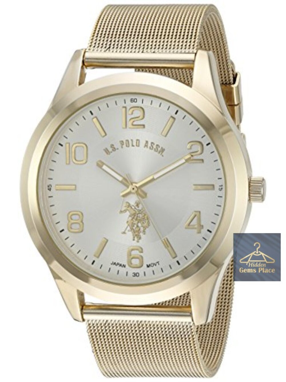 Men's Quartz Wristwatch with Metal Mesh Band, Round Silver Dial, 45mm